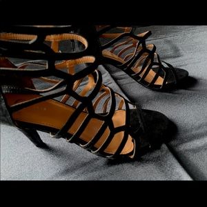 Black caged type heels